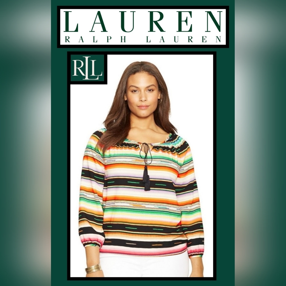 Ralph Lauren LRL Southwestern Stripe Shirt + Tassels 1X